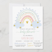 Uitnodiging tot Baby shower van de pasteelregenboo (Voorkant)