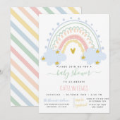 Uitnodiging tot Baby shower van de pasteelregenboo (Voorkant / Achterkant)