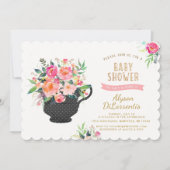 Uitnodiging tot Baby shower van de Tea Party (Voorkant)