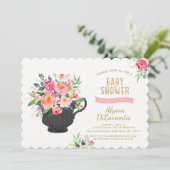 Uitnodiging tot Baby shower van de Tea Party (Staand voorkant)