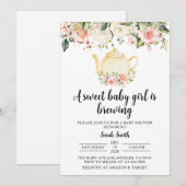 Uitnodiging tot Baby shower van de Tea Party (Voorkant / Achterkant)