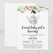 Uitnodiging tot Baby shower van de Tea Party (Voorkant / Achterkant)