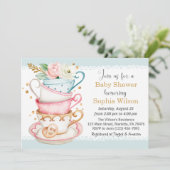 Uitnodiging tot Baby shower van de Tea Party (Staand voorkant)