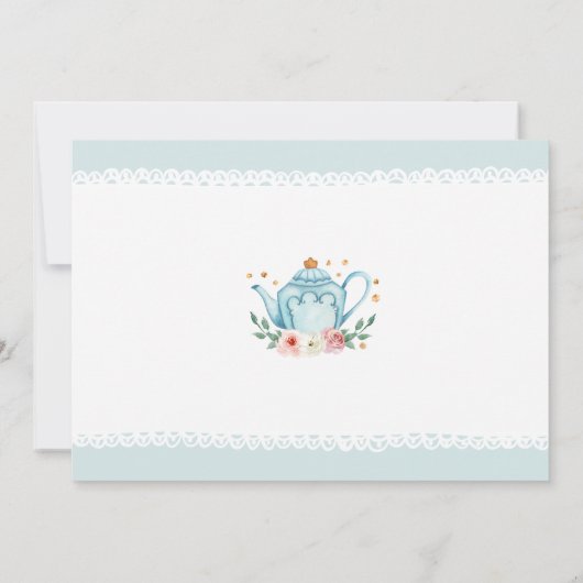 Uitnodiging tot Baby shower van de Tea Party (Achterkant)