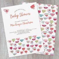 Uitnodiging tot Baby shower van de Tea Party