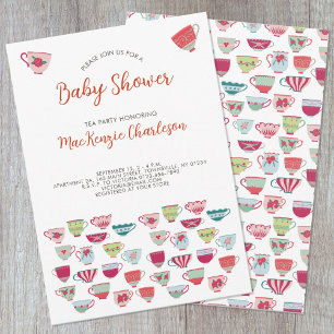 Uitnodiging tot Baby shower van de Tea Party