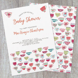 Uitnodiging tot Baby shower van de Tea Party