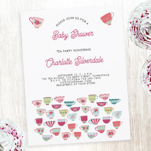 Uitnodiging tot Baby shower van de Tea Party