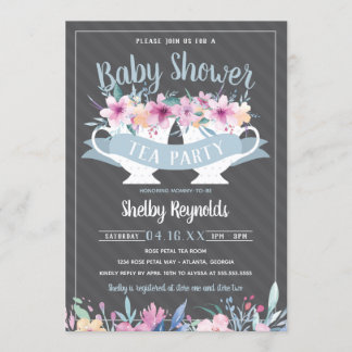 Uitnodiging tot Baby shower van de Tea Party