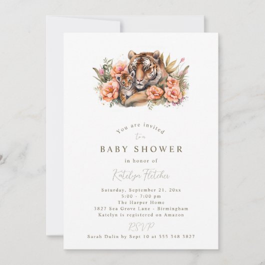 Uitnodiging tot Baby shower van de tijger (Voorkant)