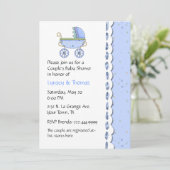 Uitnodiging tot Baby shower van de zoete blauwe pa (Staand voorkant)