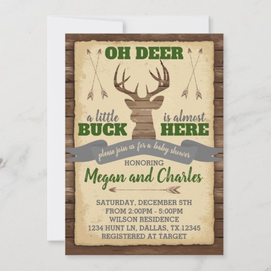 Uitnodiging tot Baby shower van Deer Antler (Voorkant)