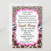 Uitnodiging tot Baby shower van dierlijke afdruk (Voorkant)