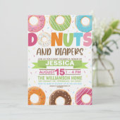 Uitnodiging tot Baby shower van Donuts en Diapers (Staand voorkant)