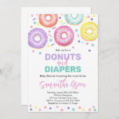 Uitnodiging tot Baby shower van Donuts en Diapers (Voorkant / Achterkant)