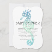 Uitnodiging tot Baby shower van Elegant Seahorse (Voorkant)