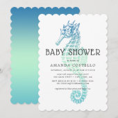 Uitnodiging tot Baby shower van Elegant Seahorse (Voorkant / Achterkant)