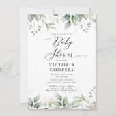 Uitnodiging tot Baby shower van eucalyptusblad (Voorkant)