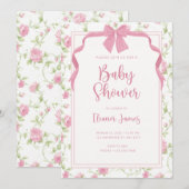  uitnodiging tot Baby shower van Floral (Voorkant / Achterkant)