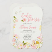  uitnodiging tot Baby shower van Floral (Voorkant / Achterkant)