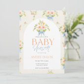  uitnodiging tot Baby shower van Floral (Staand voorkant)