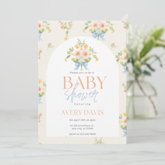  uitnodiging tot Baby shower van Floral (Staand voorkant)