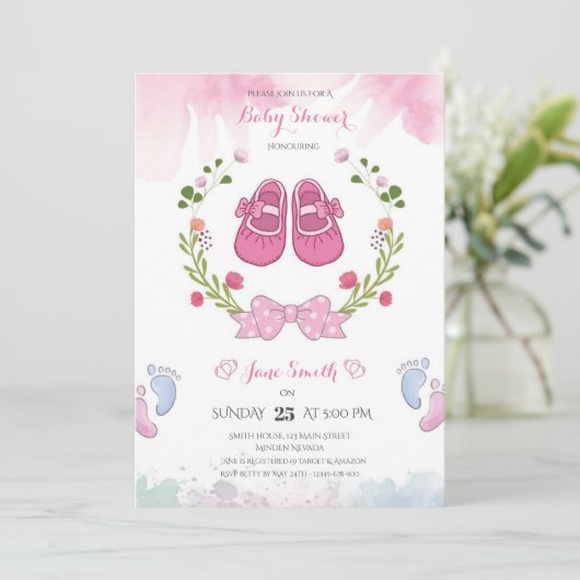 Uitnodiging tot Baby shower van gepersonaliseerde (Staand voorkant)