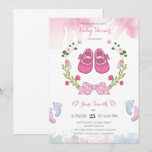 Uitnodiging tot Baby shower van gepersonaliseerde (Voorkant / Achterkant)