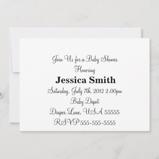 Uitnodiging tot Baby shower van gepersonaliseerde  (Achterkant)