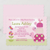 Uitnodiging tot Baby shower van gestapelde tuinsch (Voorkant / Achterkant)