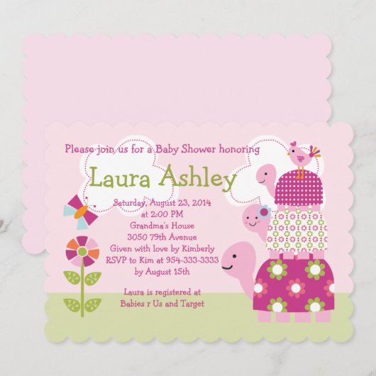 Uitnodiging tot Baby shower van gestapelde tuinsch (Voorkant / Achterkant)