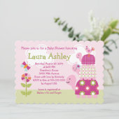 Uitnodiging tot Baby shower van gestapelde tuinsch (Staand voorkant)