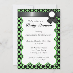 Uitnodiging tot Baby shower van groene en zwarte p