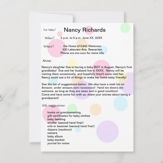 Uitnodiging tot Baby shower van grootouders - Jong (Achterkant)