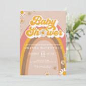 Uitnodiging tot Baby shower van Groovy (Staand voorkant)