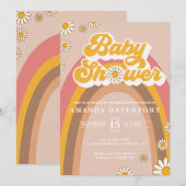 Uitnodiging tot Baby shower van Groovy (Voorkant / Achterkant)