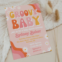 Uitnodiging tot Baby shower van Groovy