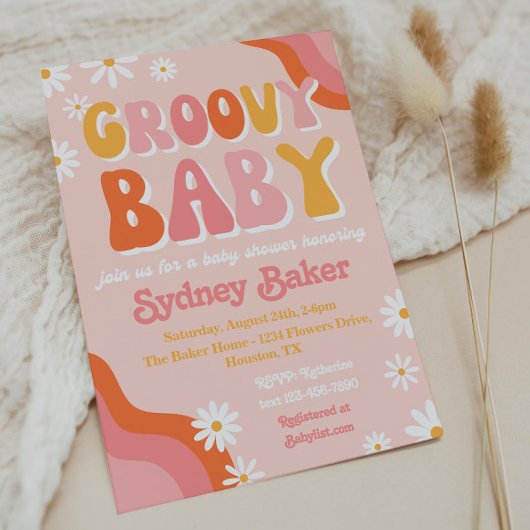 Uitnodiging tot Baby shower van Groovy