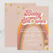 Uitnodiging tot Baby shower van Groovy Girl (Voorkant / Achterkant)