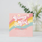 Uitnodiging tot Baby shower van Groovy Girl (Staand voorkant)