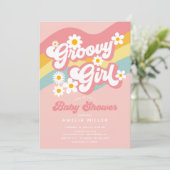 Uitnodiging tot Baby shower van Groovy Girl (Staand voorkant)