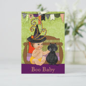 Uitnodiging tot Baby shower van Halloween (Staand voorkant)