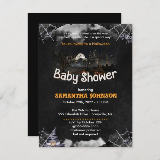 Uitnodiging tot Baby shower van Halloween (Voorkant / Achterkant)