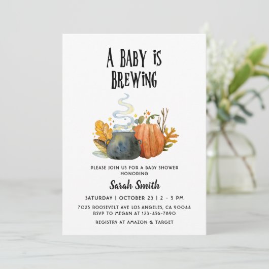 Uitnodiging tot Baby shower van Halloween (Staand voorkant)