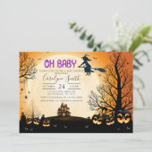 Uitnodiging tot Baby shower van Halloween (Staand voorkant)