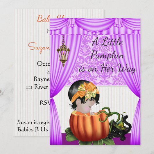 Uitnodiging tot Baby shower van Halloween (Voorkant / Achterkant)