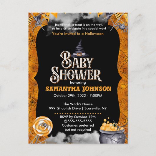 Uitnodiging tot Baby shower van Halloween (Voorkant)