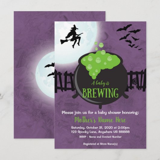 Uitnodiging tot Baby shower van Halloween (Voorkant / Achterkant)