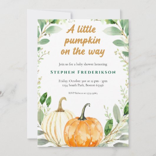 Uitnodiging tot Baby shower van Halloween (Voorkant)