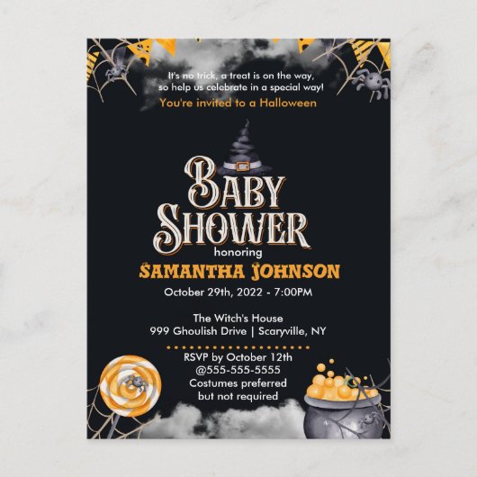 Uitnodiging tot Baby shower van Halloween (Voorkant)